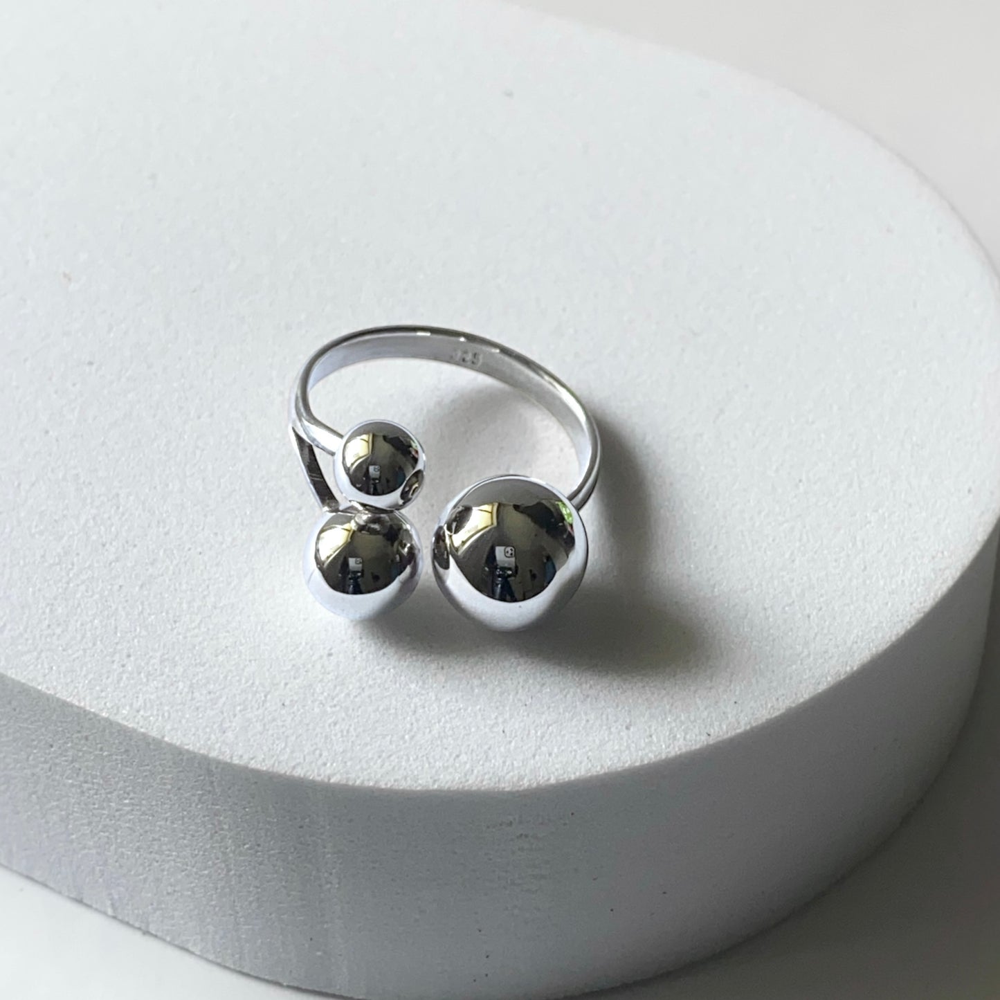 Sterling Silver 3 Ball Ring