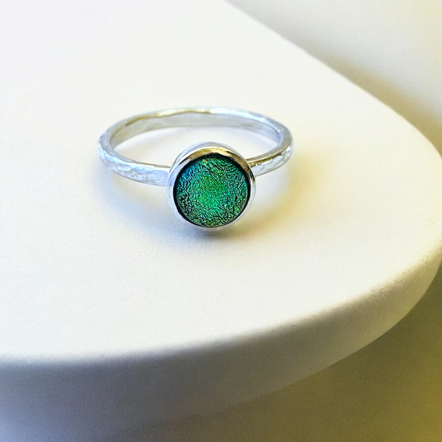 Green Dichroic Glass Small Ring