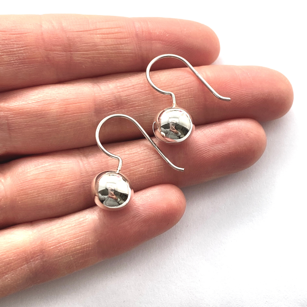 Silver Ball Hang Earrings