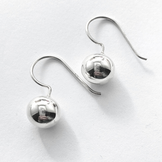 Silver Ball Hang Earrings