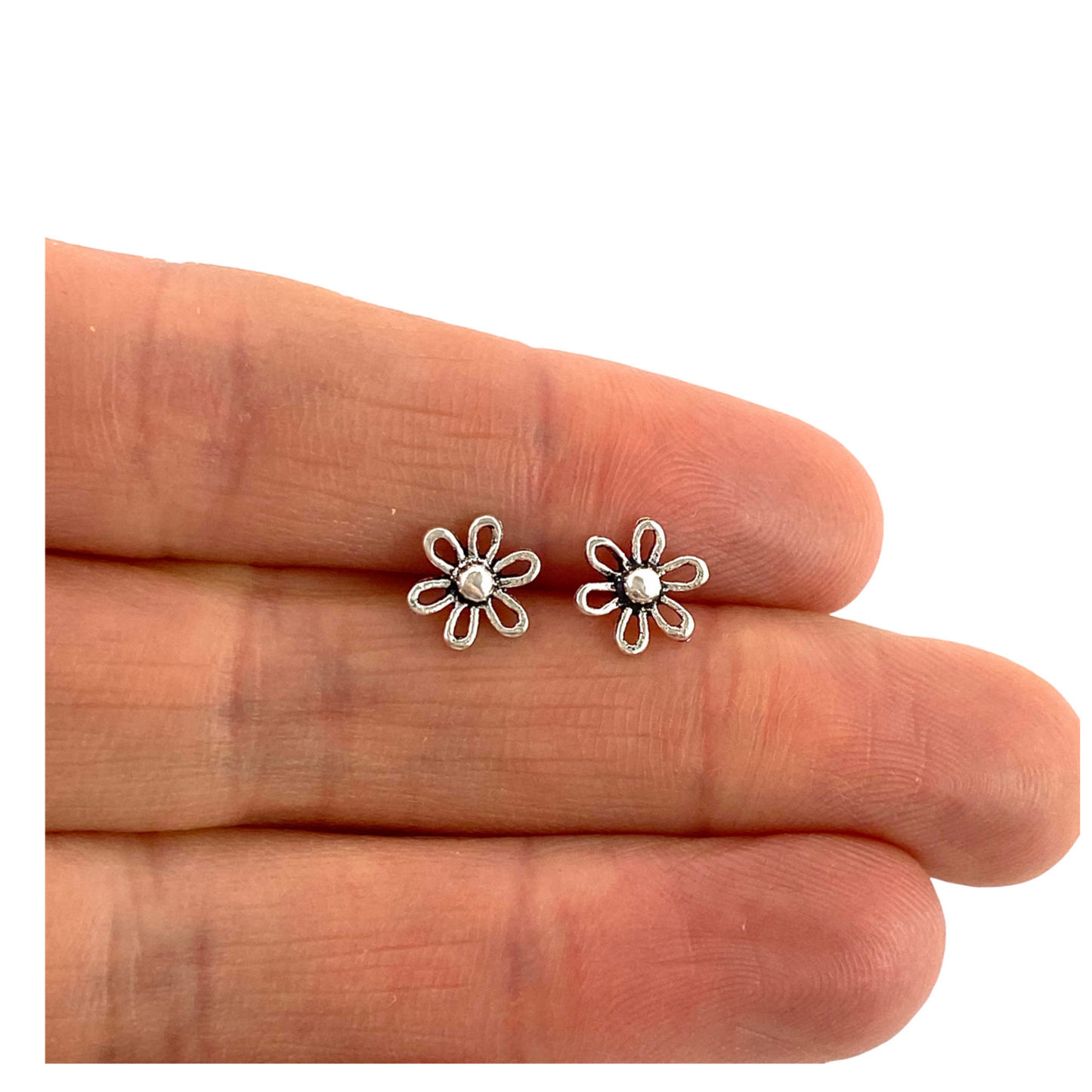 Sterling Silver Flower Stud Earrings