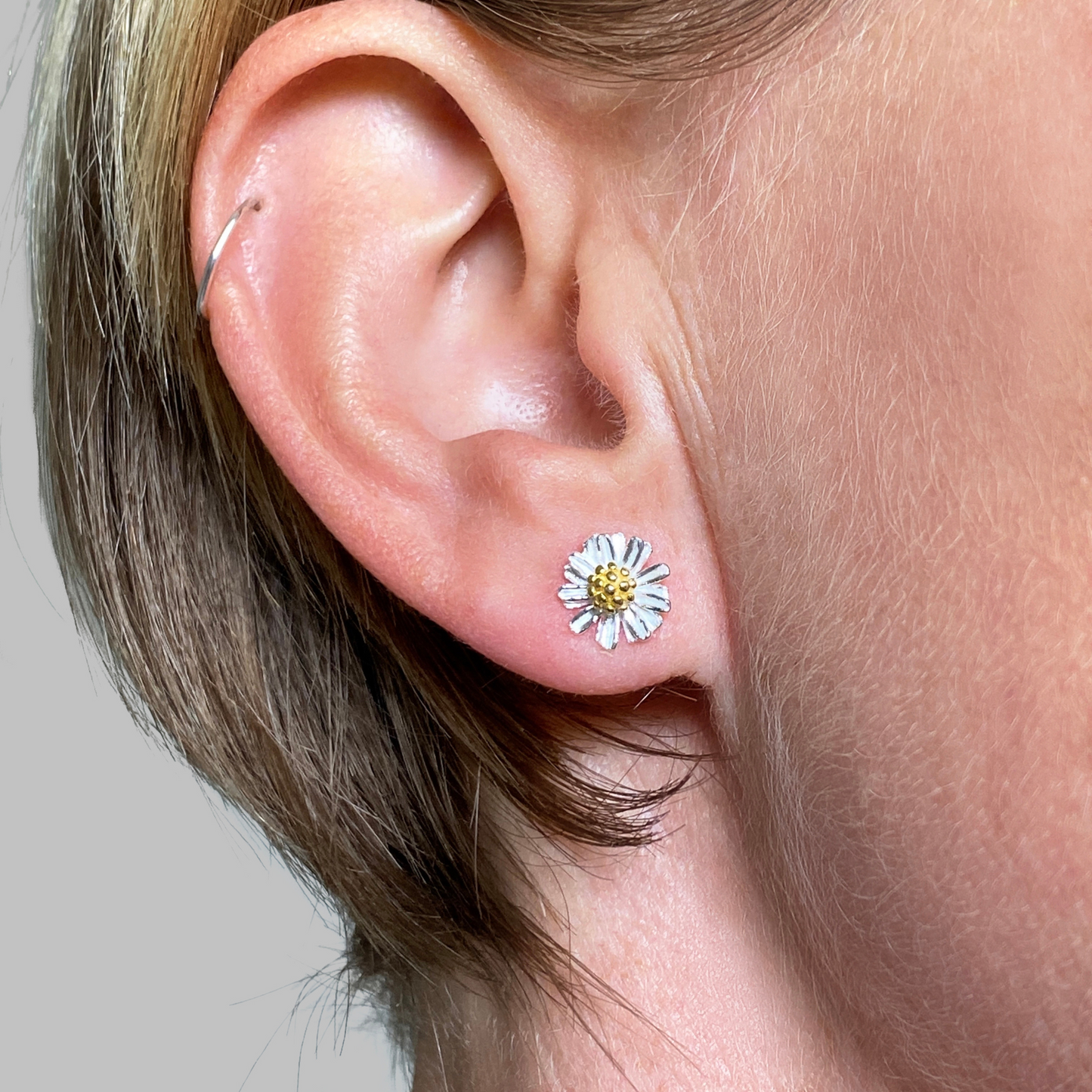 Silver & Gold Daisy Studs