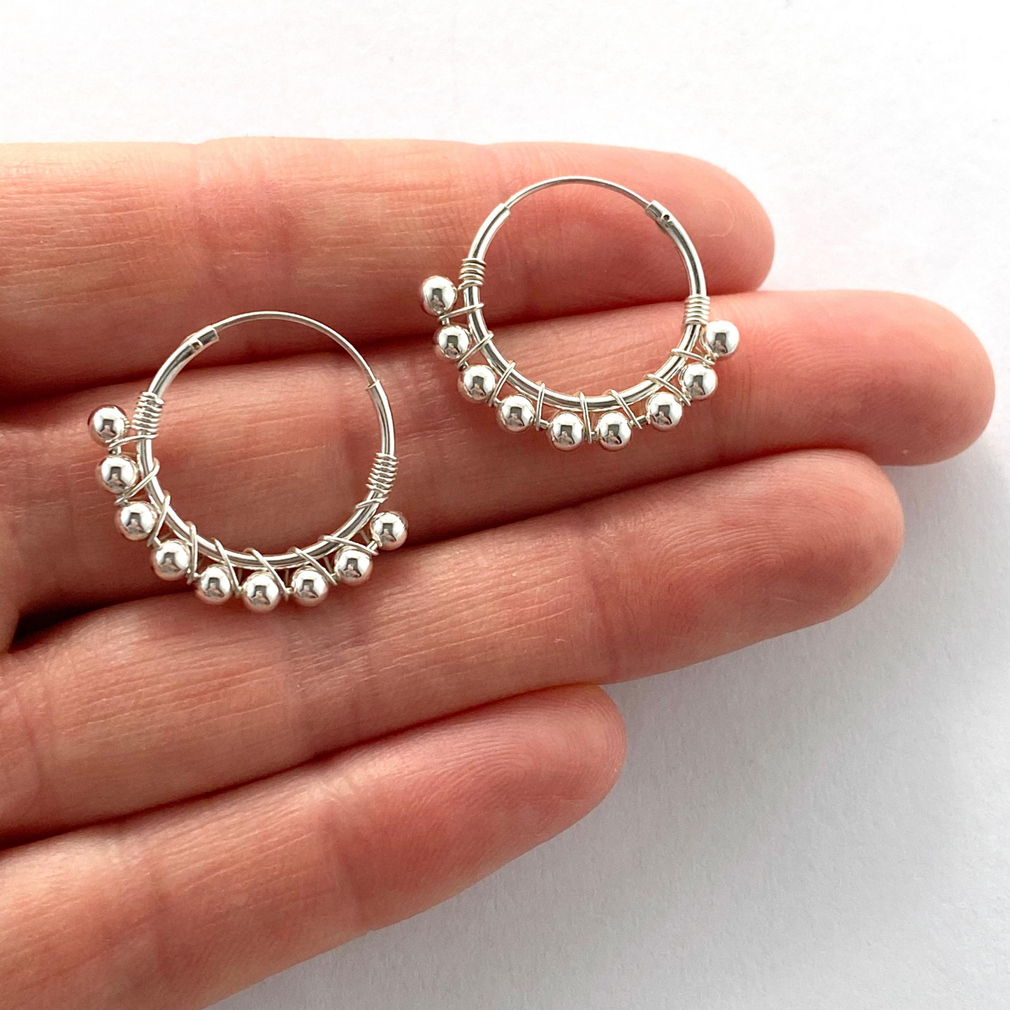 Sterling Silver Ball Hoop Earrings