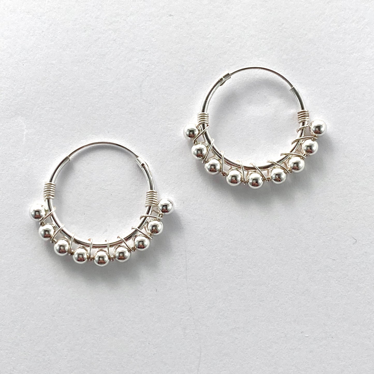 Sterling Silver Ball Hoop Earrings