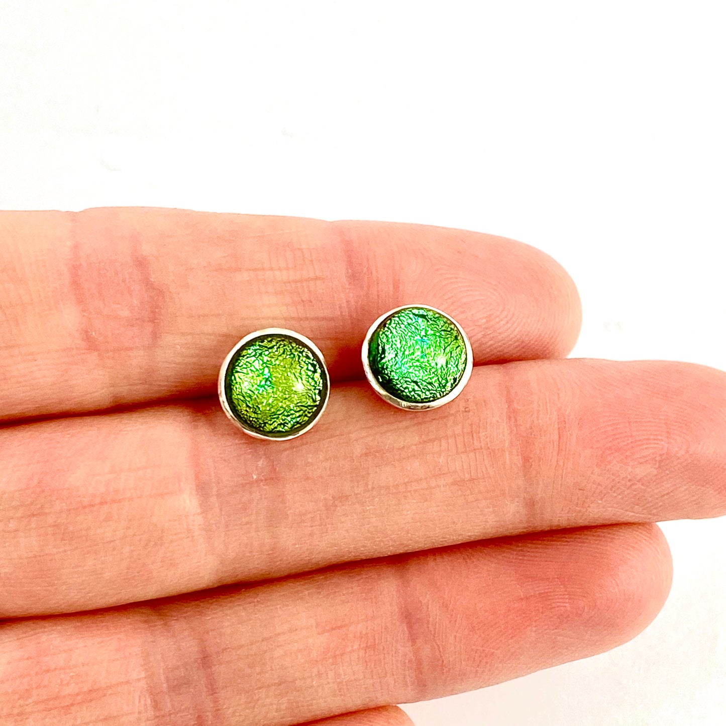 Green Dichroic Glass Studs