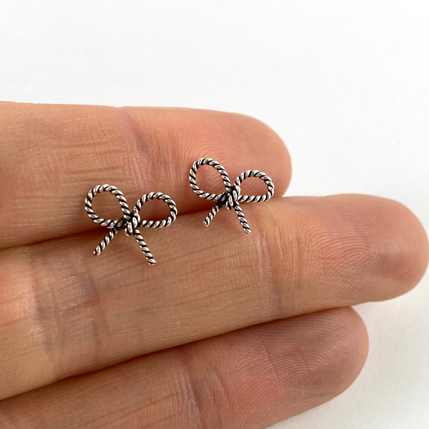 Sterling Silver Bow Stud Earrings