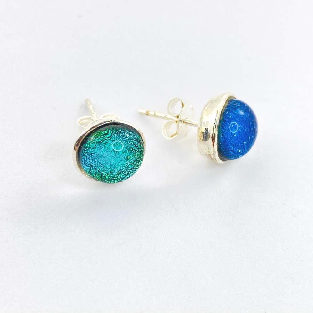 Green Dichroic Glass Studs