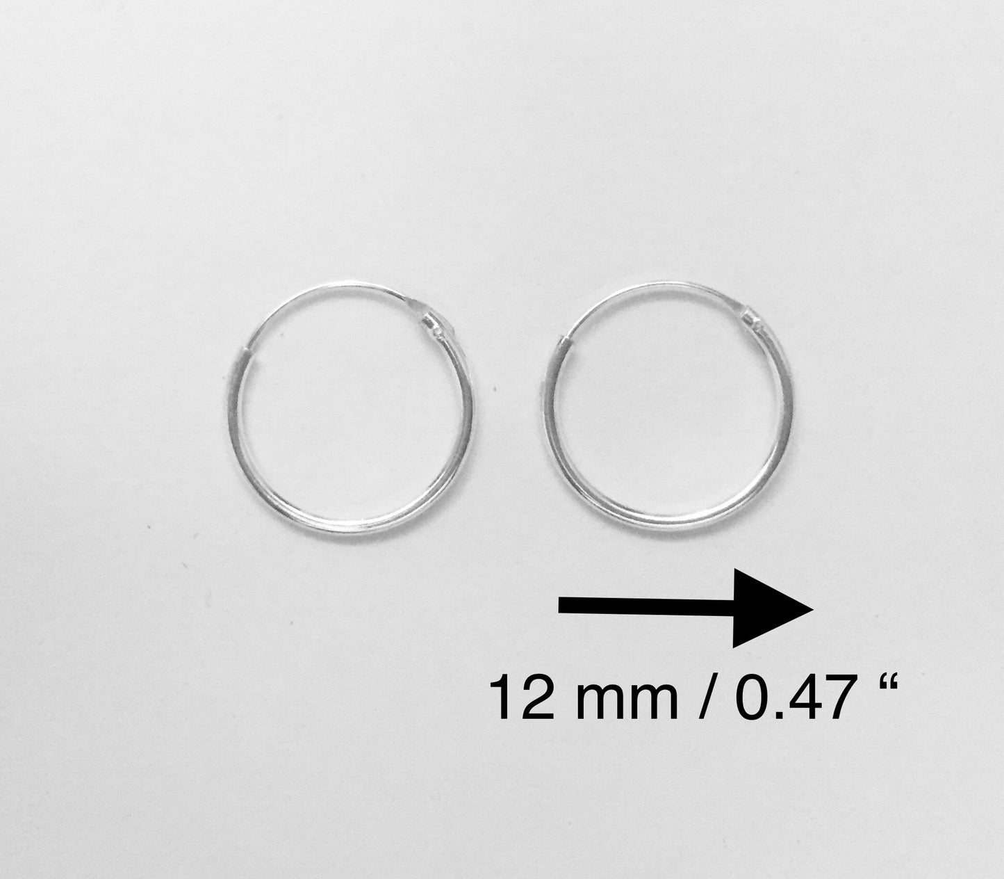 Small Sterling Silver 12 mm Hoop Earrings