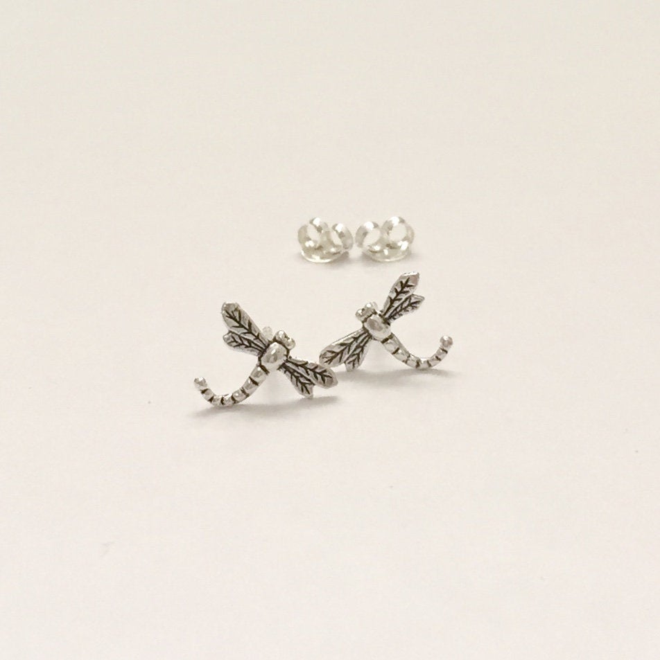 Sterling Silver Dragonfly Stud Earrings