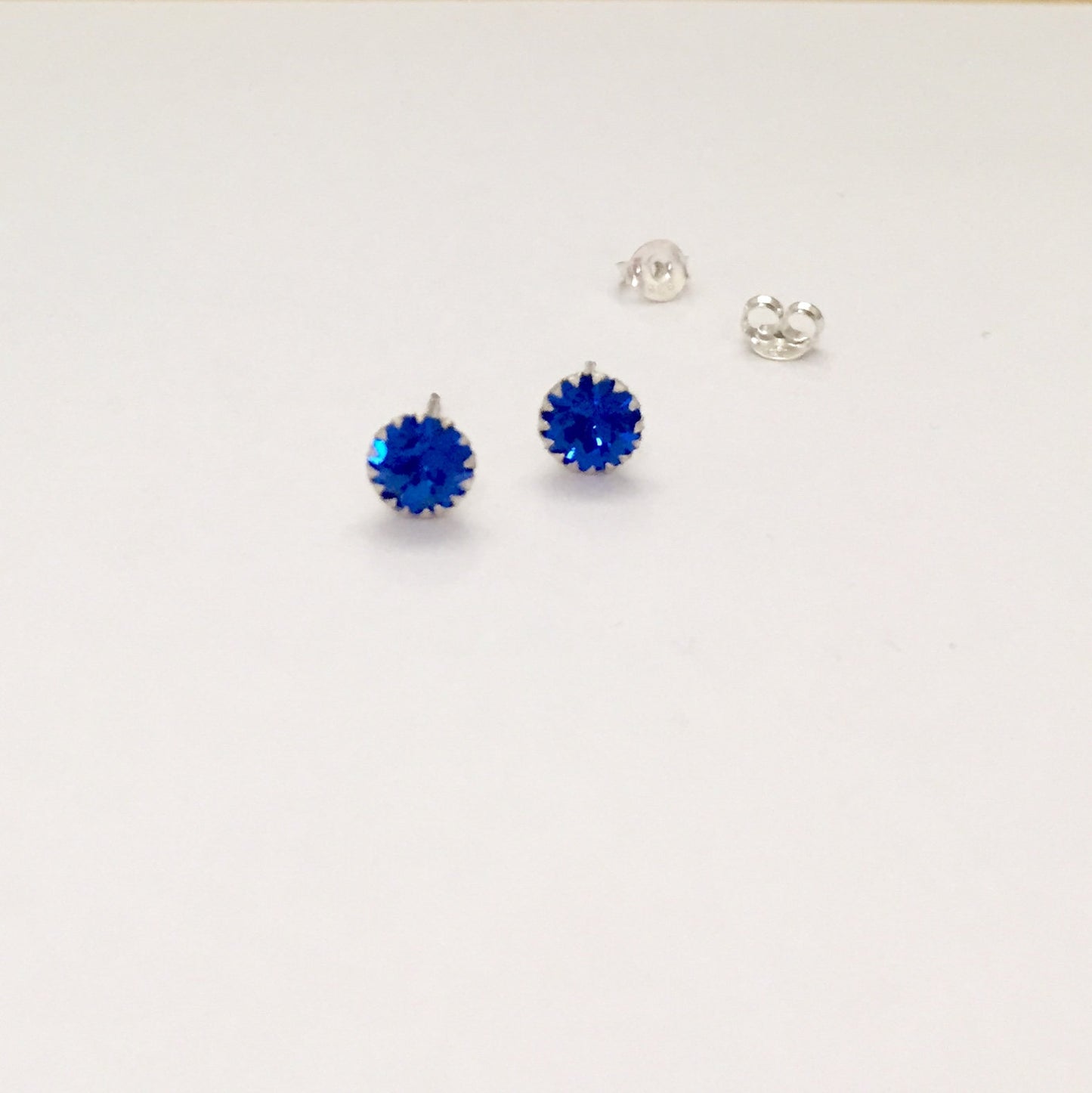 Sterling Silver Blue Crystal Stud Earrings