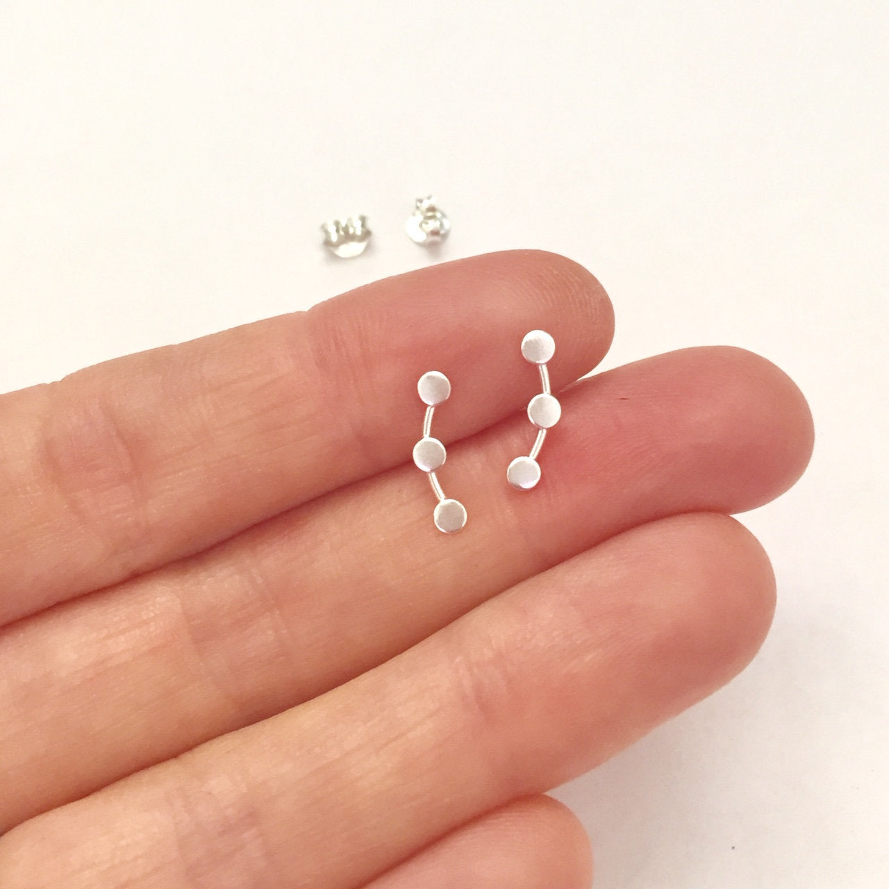 Sterling Silver Ear Climber Stud Earrings