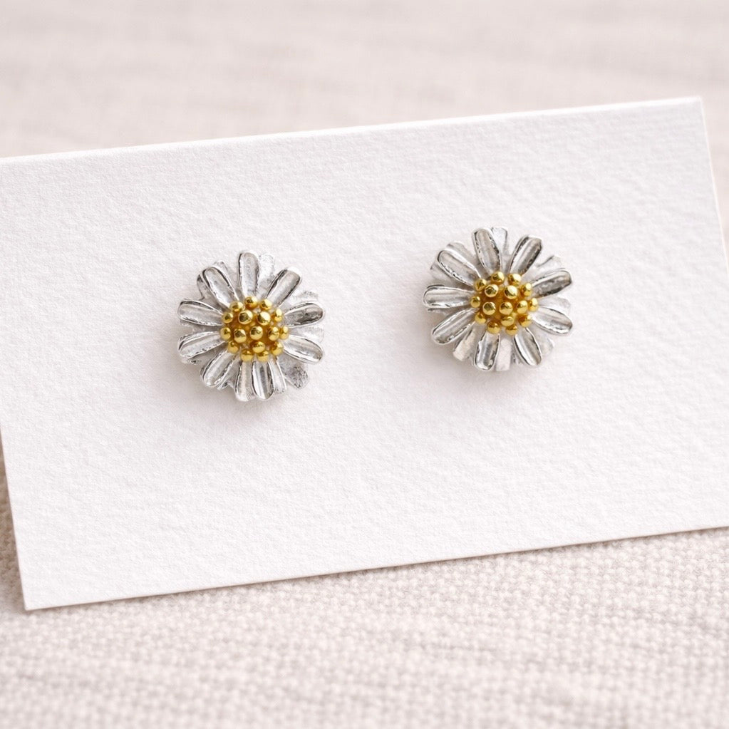 Silver & Gold Daisy Studs