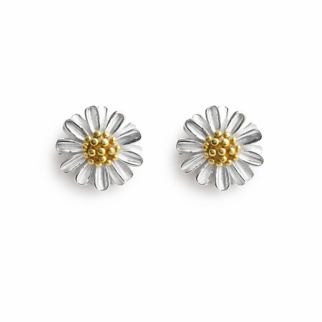 Silver & Gold Daisy Studs