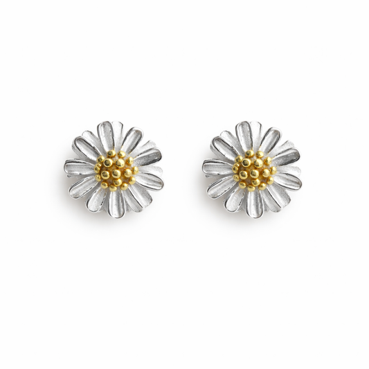 Silver & Gold Daisy Studs
