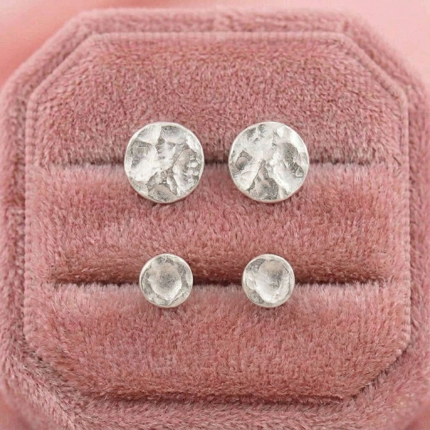 Hammered sterling silver disc stud earrings | 4mm or 6mm