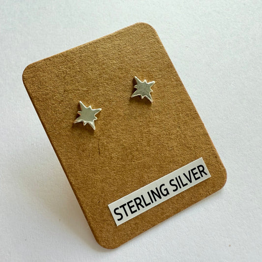 Sterling Silver Starburst Stud Earrings