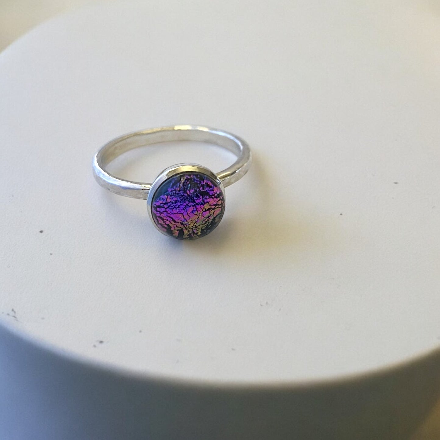 Purple Dichroic Glass Small Ring
