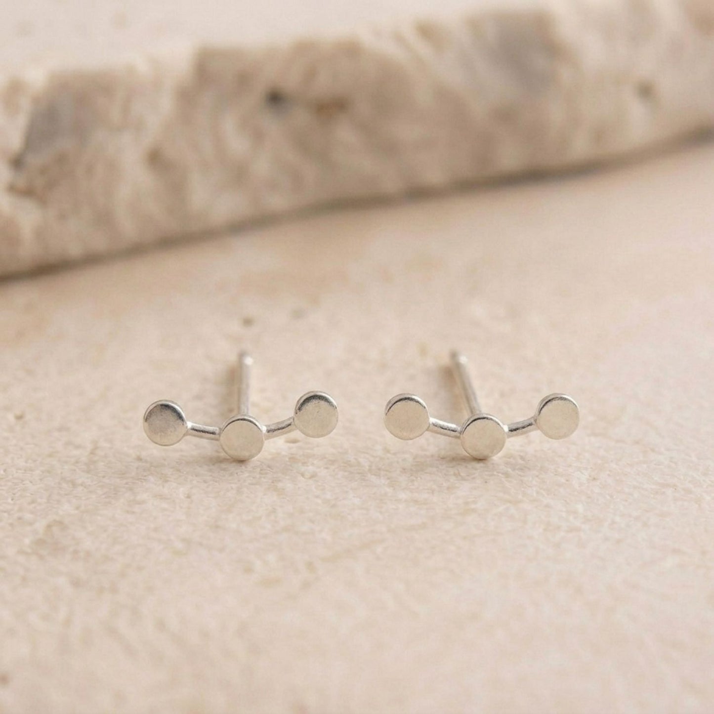 Triple disc ear climbers — sterling silver, 12mm | pair