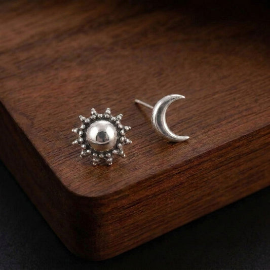 Sun Moon Stud Earrings