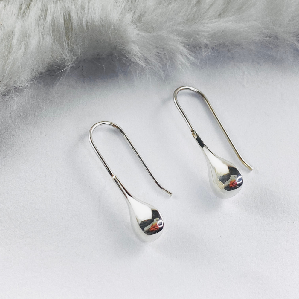 Sterling Silver Bean Drop Earrings – silveraddict