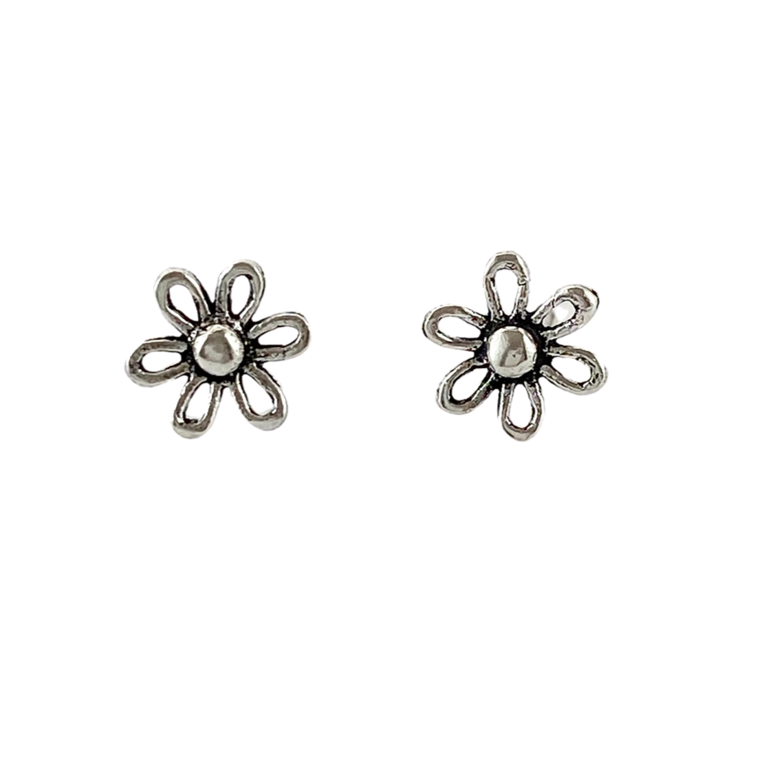 Flower silver earrings deals