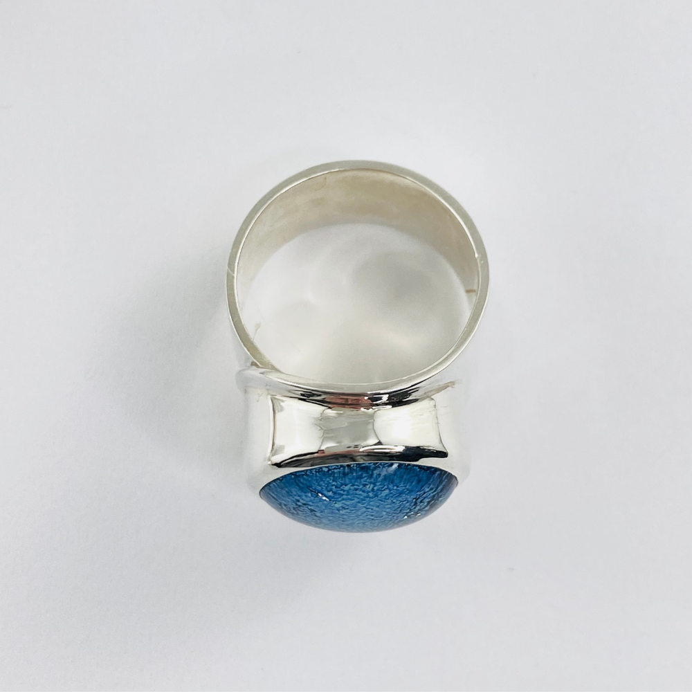 Silver Dichroic Glass Ring