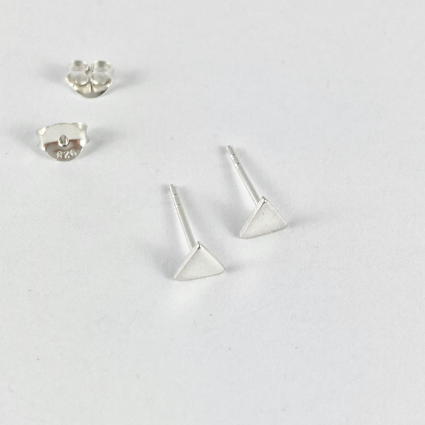 Small Triangle Sterling Silver Stud Earrings