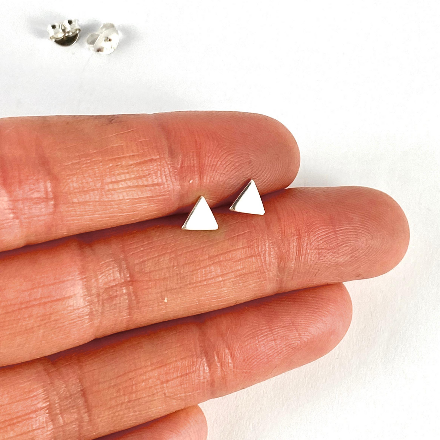 Small Triangle Sterling Silver Stud Earrings