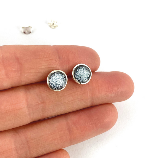 Silver Dichroic Glass Studs