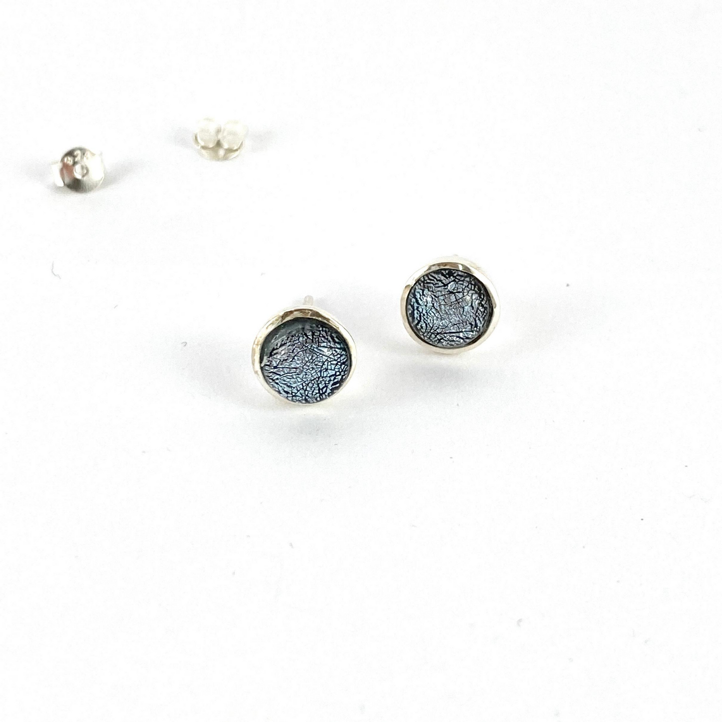 Silver Dichroic Glass Studs
