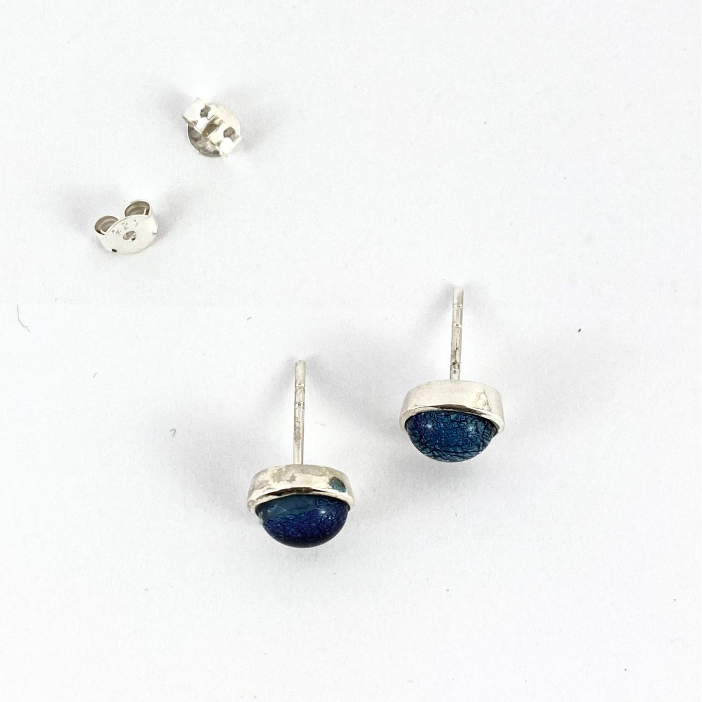 Silver Dichroic Glass Studs