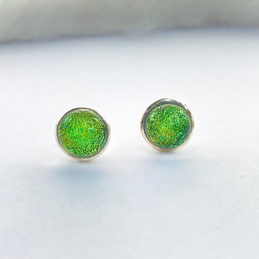 Green Dichroic Glass Studs