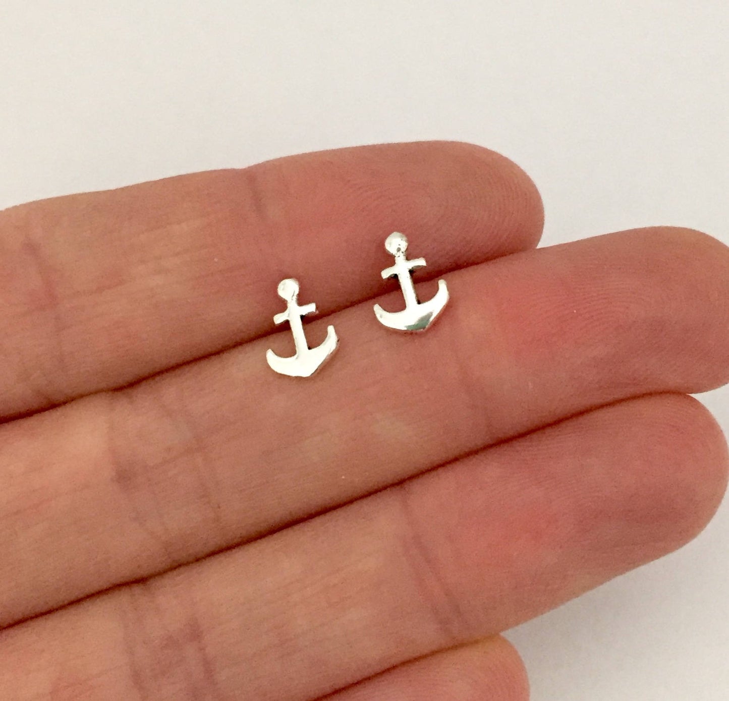Sterling Silver Anchor Earrings Stud Earrings