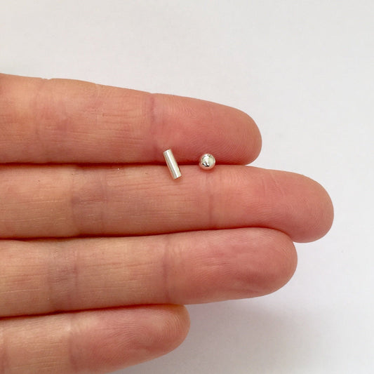 Sterling Silver Mismatched Sun Moon Stud Earrings